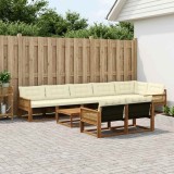 vidaXL Set de canapele de exterior cu pernă 9 pcs Natural și Crem 3381522