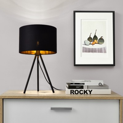 Lampa de masa Metz 1 x E14 negru/auriu cu trei picioare [lux.pro] HausGarden Leisure foto