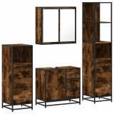 Cumpara ieftin Set de mobilier de baie 4 piese Lemn prelucrat de stejar afumat