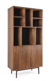 Cumpara ieftin Biblioteca 2 usi otel negru lemn maro Tadita 85x40x170 cm