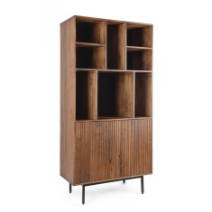 Biblioteca 2 usi otel negru lemn maro Tadita 85x40x170 cm