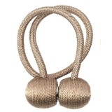 Cumpara ieftin Accesoriu magnetic pentru perdele si draperii, snur textil impletit, 44 cm, bej antichizat