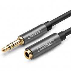 Cablu audio pentru extindere UGREEN, tata mini jack 3.5 mm la mama mini jack 3.5 mm, 1m, Negru/Gri foto
