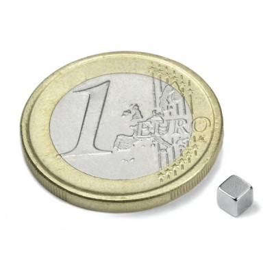 Magnet neodim cub de 3 mm, putere 290 g, N45 foto