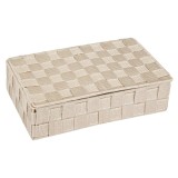 Cutie de depozitare, Zola&reg;,model impletit, cu capac, crem, 28x18x7 cm