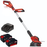 Einhell GE-CT 18/28 Li PXC + Twinpack + 4514095 - Trimmer gazon 280 mm cap cu fir + Set 2 acumulatori si incarcator Li-Ion 18 V 4 Ah