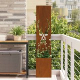 vidaXL Ghiveci de Grădină cu Panou Decorativ Ruginit 32 x 140 cm