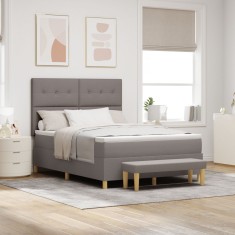 vidaXL Pat cu saltea ?i banca Taupe 160x200 cm Fabric foto