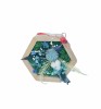 Aranjament floral hexagon cu licheni , plante uscate si plante criogenate (Albastru, verde), Eventissimi&reg;