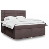 VidaXL Pat continental cu saltea maro &icirc;nchis 180x200cm material textil 3291362