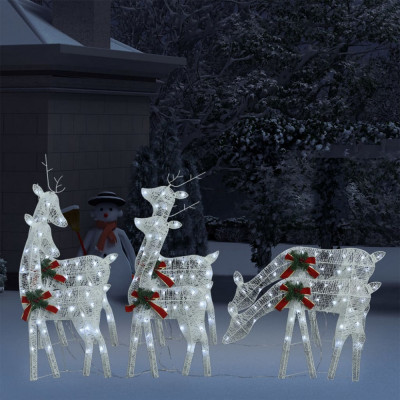 vidaXL Reni de Crăciun, 6 buc., alb și alb rece, plasă foto