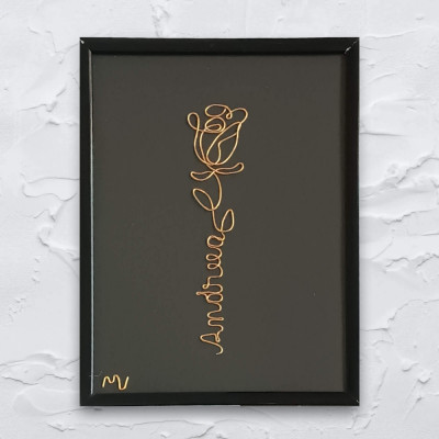 Tablou personalizat cu nume, din fir continuu de sarma placata cu aur,15&amp;times;20 cm, Andreea foto
