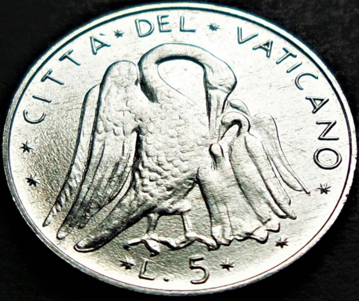 Moneda 5 LIRE - VATICAN, anul 1974 * cod 5264 B = Papa Paul VI-lea