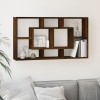 Raft perete Gossi, 8 compartimente, stejar fumuriu, 85x16x47.5 cm, lemn compozit, rafturi depozitare carti, obiecte decorative
