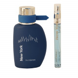 Set apa de toaleta barbati New York World Senses, 100 + 10 ml, Albastru, 100 ml