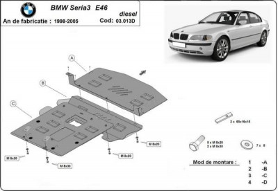 Scut motor metalic Bmw Seria 3 E46 Diesel 1998-2005 foto