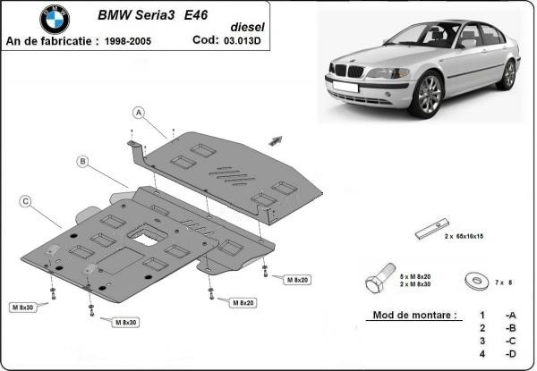 Scut motor metalic Bmw Seria 3 E46 Diesel 1998-2005