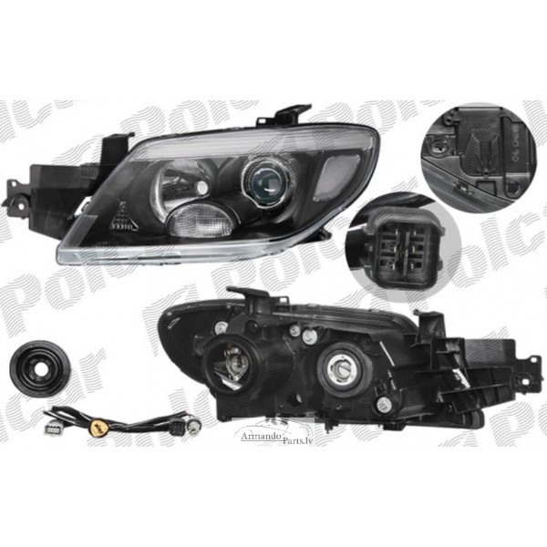 Far Mitsubishi Outlander (CU0W) 05.2005-03.2007 DEPO partea Dreapta, tip bec H1+HB3 fara motoras, culoare negru