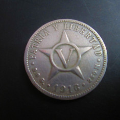 Cuba _ 5 centavos 1916 _ moneda rara