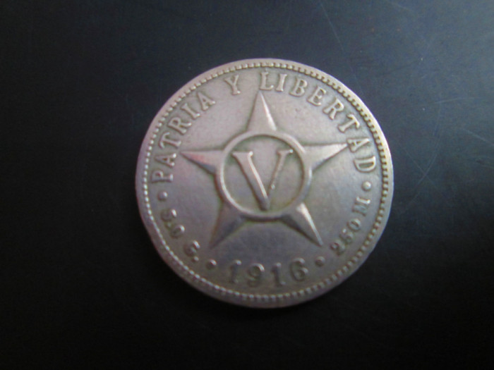 Cuba _ 5 centavos 1916 _ moneda rara