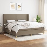 Cumpara ieftin Pat box spring cu saltea, gri taupe, 200x200 cm, textil