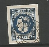 (No2)-timbre-(L.P.23)-Romania-CAROL I cu favoritii 1896- 4 bani albastru, Stampilat