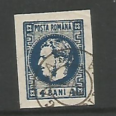 (No2)-timbre-(L.P.23)-Romania-CAROL I cu favoritii 1896- 4 bani albastru