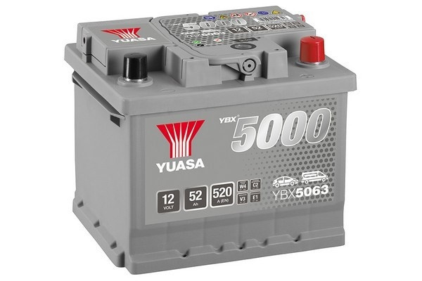 Baterie Yuasa 12V 52AH/520A YBX5000 Silver SMF de &icirc;naltă performanță (R+ Standard) 207x175x175 B13 (pornire)