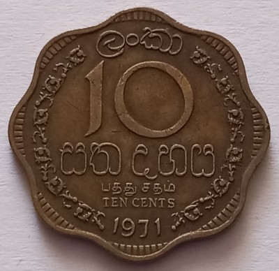Sri Lanka, 10 Cents 1971 foto
