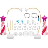 Cumpara ieftin Kit complet pentru aranjare baloane, auriu, suport decorativ cu baze, tije flexibile si accesorii montaj, pompa inclusa, structura reutilizabila pentr