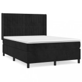 Cumpara ieftin Pat box spring cu saltea, negru, 140x190 cm, catifea