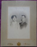 Fotografie tip CDV, barbat si femeie, sfarsit de secol XIX