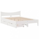 Cumpara ieftin Cadru de pat cu sertare, alb, 120x190 cm, lemn masiv pin