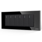 Cumpara ieftin Intrerupator mecanic Luxion 6 posturi cu rama din sticla, negru, standard italian 6M