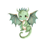 Sticker decorativ Dragon, Verde, 56 cm, 3458ST