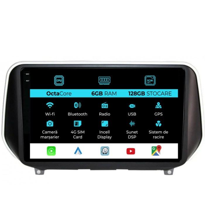 Navigatie Dedicata Hyundai SantaFe (2018-2024), 9Inch, 6Gb Ram, 128Gb Stocare, Carplay