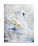 Cumpara ieftin Tablou cu lebeda pictat manual, 50x40cm ulei pe panza, Mircea Iordache