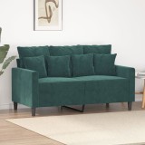 VidaXL Canapea cu 2 locuri, verde &icirc;nchis, 120 cm, catifea 359295