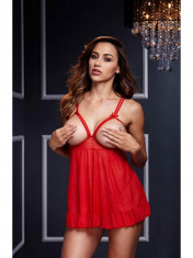 Red Sheer Babydoll w/ Open Cup Bra Panty O/S foto