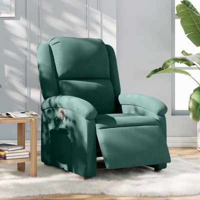 vidaXL Fotoliu rabatabil electric, verde &amp;icirc;nchis, catifea 3204280 foto