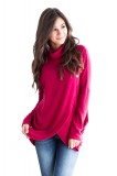 Bluza Dama Asimetrica Fucsia cu Nasturi Guler Inalt Marimi M, L Bluza Petrecuta Poliester Spandex