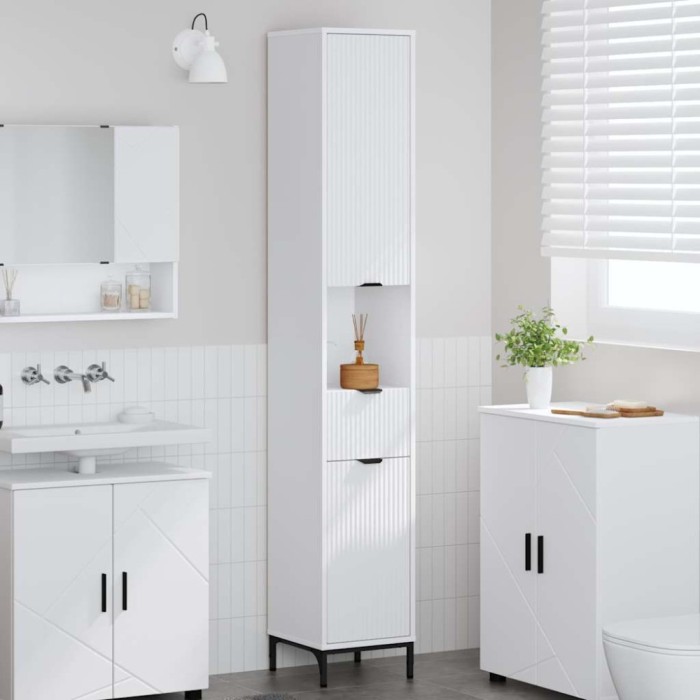 vidaXL Dulap de baie &icirc;nalt cu ușă Alb 31.5 x 33 x 190 cm Lemn compozit 883404