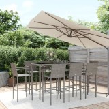 vidaXL Set mobilier bar de grădină, 9 piese, gri, poliratan 3187661