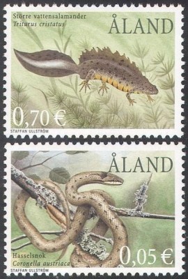 Aland (Finlanda) 2002 - Fauna, amfibieni si reptile, serie neuzata foto