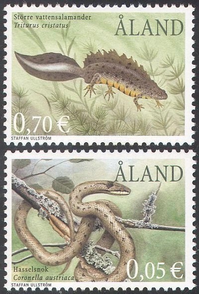 Aland (Finlanda) 2002 - Fauna, amfibieni si reptile, serie neuzata