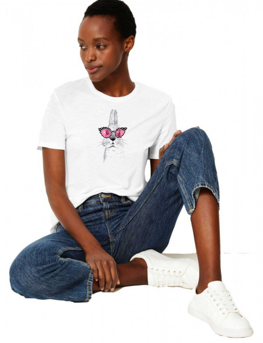 Tricou dama alb - Bunny Fashion - 2XL