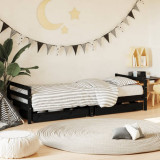 Cadru de pat copii cu sertare, negru, 90x190 cm, lemn masiv pin GartenMobel Dekor, vidaXL