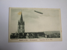 Raritate! Zeppelin in Sibiu,carte postala necir.inregistrare originala 16.X.1929 foto