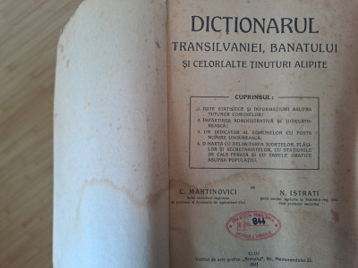 Dictionarul Transilvaniei, Banatului, 1922 foto