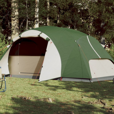 vidaXL Cort de camping 8 persoane verde, 360x430x195 cm, tafta 190T foto